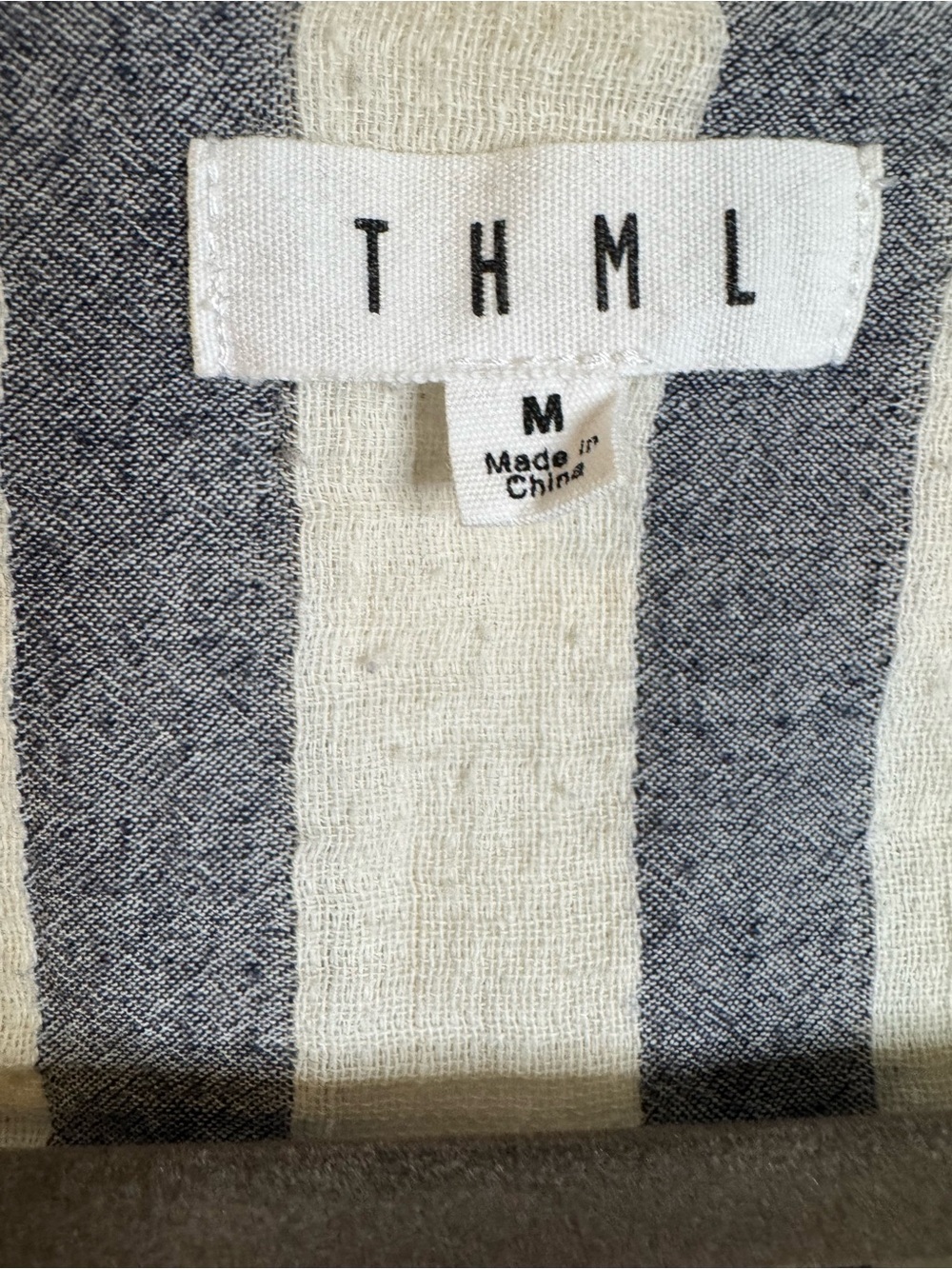 THML Vertical Stripe Embroidered Flutter Sleeve Tunic - Gray & White - Picture 6 of 6